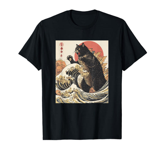 Catzilla Cat Japanese Art Funny Cat For Men Women Kid T-Shirt