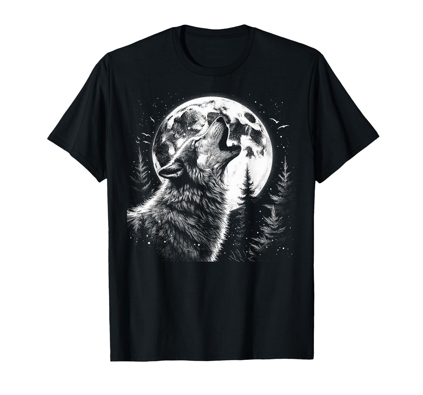 Graphic Tee Wolf Howling Moon Forest Nature Wildlife Animal T-Shirt
