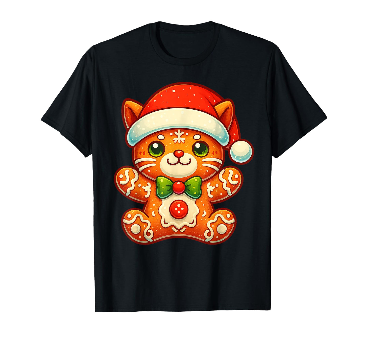 Gingerbread Man Cat Christmas Tees Womens Mens Kids Gifts T-Shirt