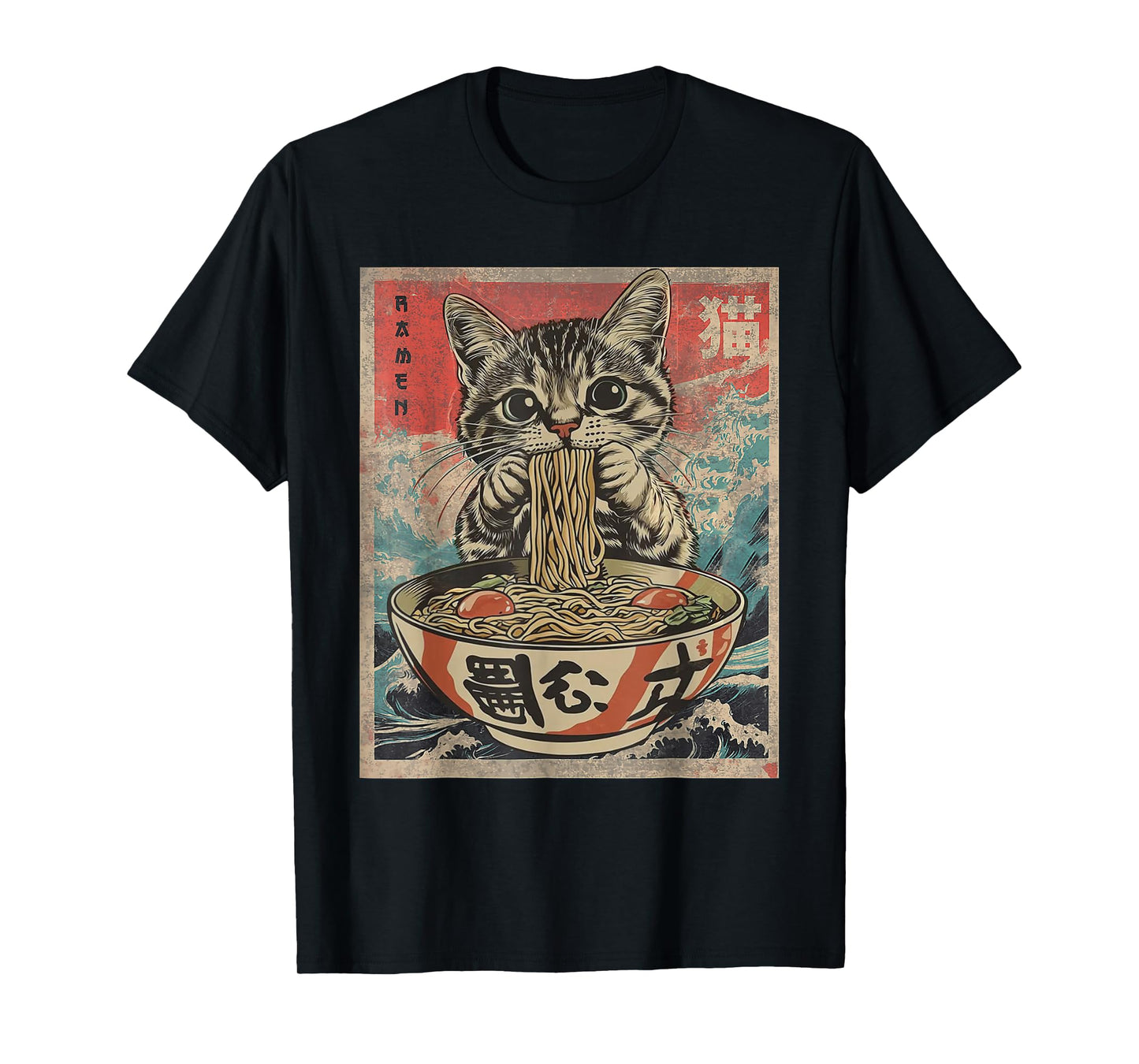 Funny Cat Ramen Noodles Kawaii Anime Manga Japanese Food T-Shirt