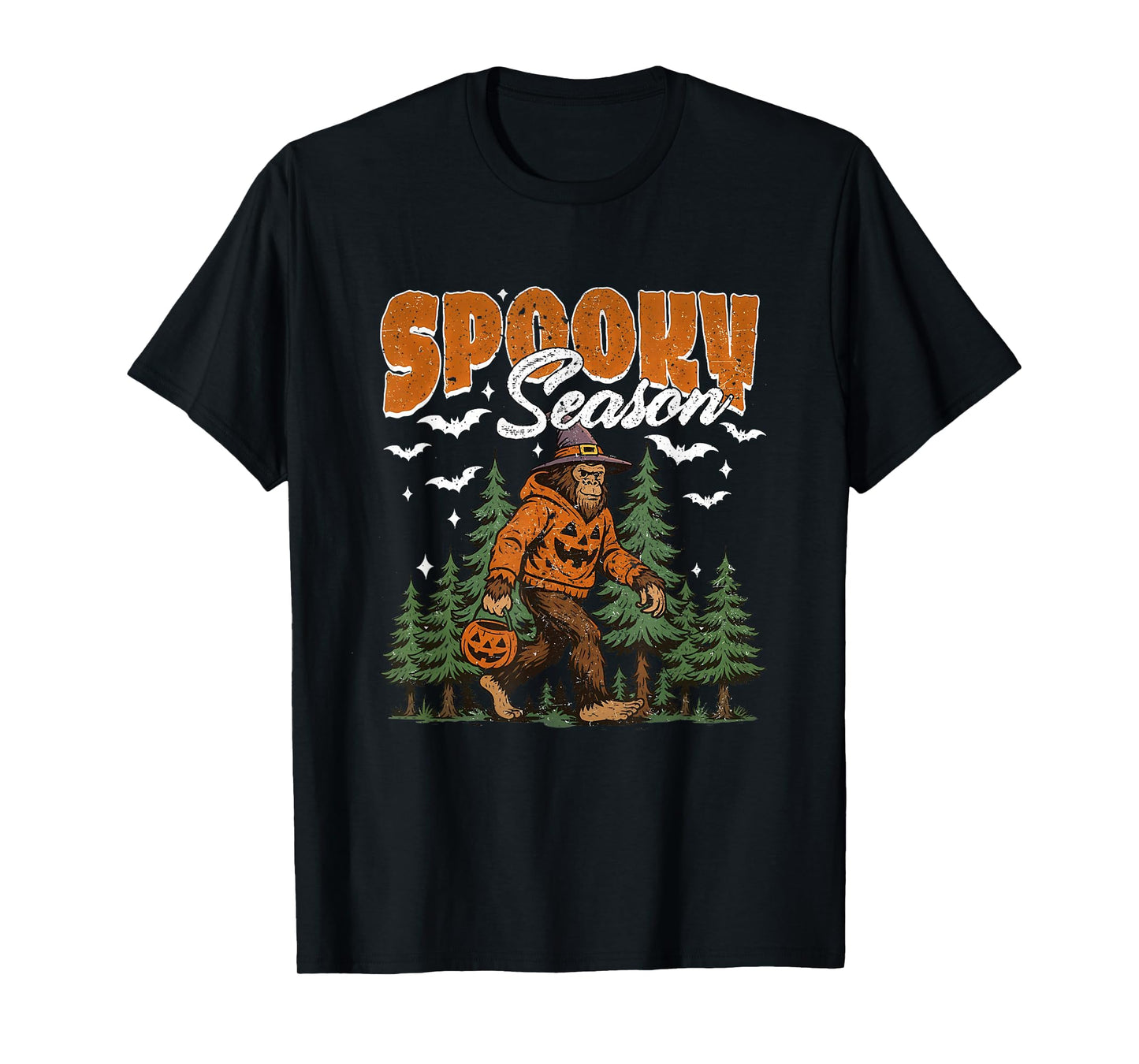 Spooky Season with Bigfoot Funny Sasquatch Halloween Autumn T-Shirt