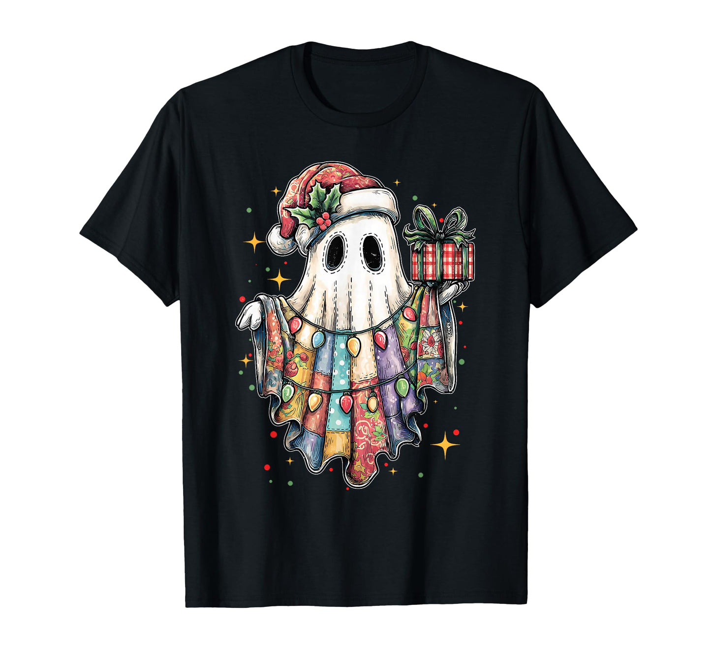 Patchwork Ghost Boo Preppy Girly Christmas Xmas Holiday Kids T-Shirt