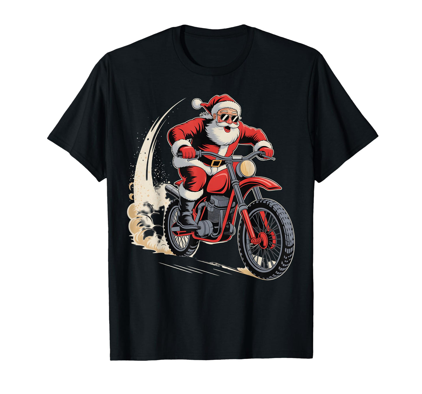 Dirt Bike Christmas Santa Motocross Biker Funny Xmas Boys T-Shirt