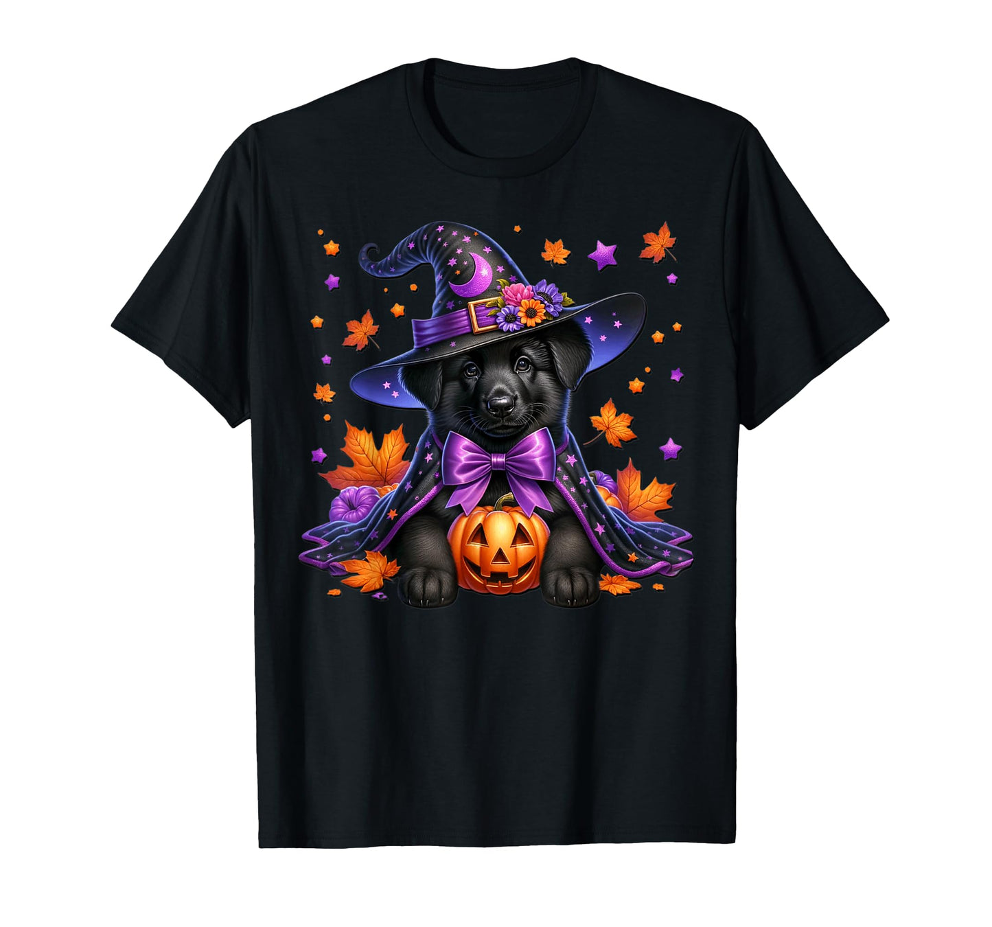 Witchy Halloween Graphic for Women with Labrador Retriever T-Shirt