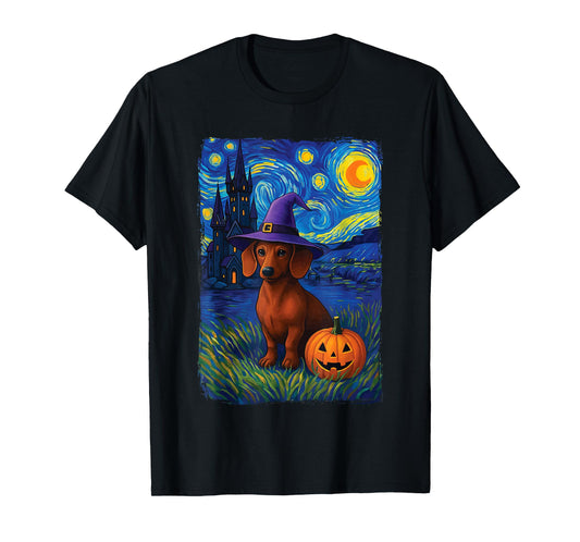 Dachshund Starry Night Halloween T-Shirt