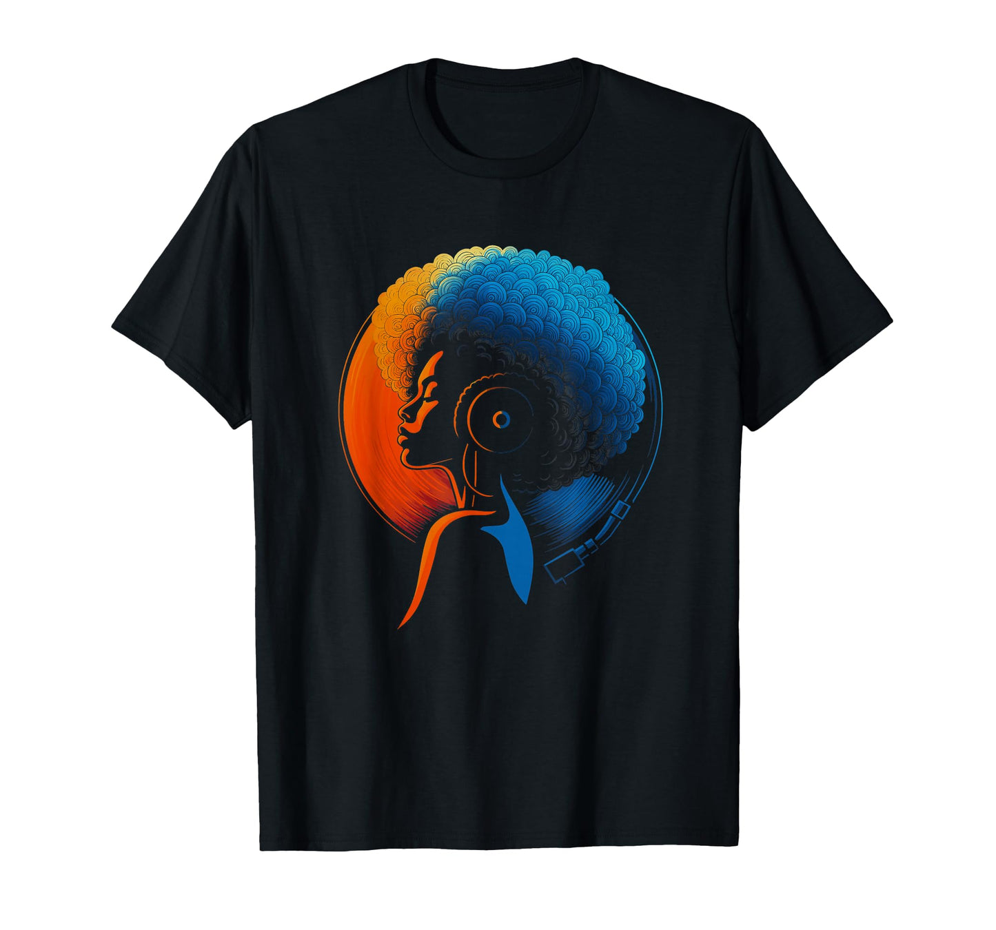 Retro Funky Afro Soul Vinyl Record Silhouette Art T-Shirt