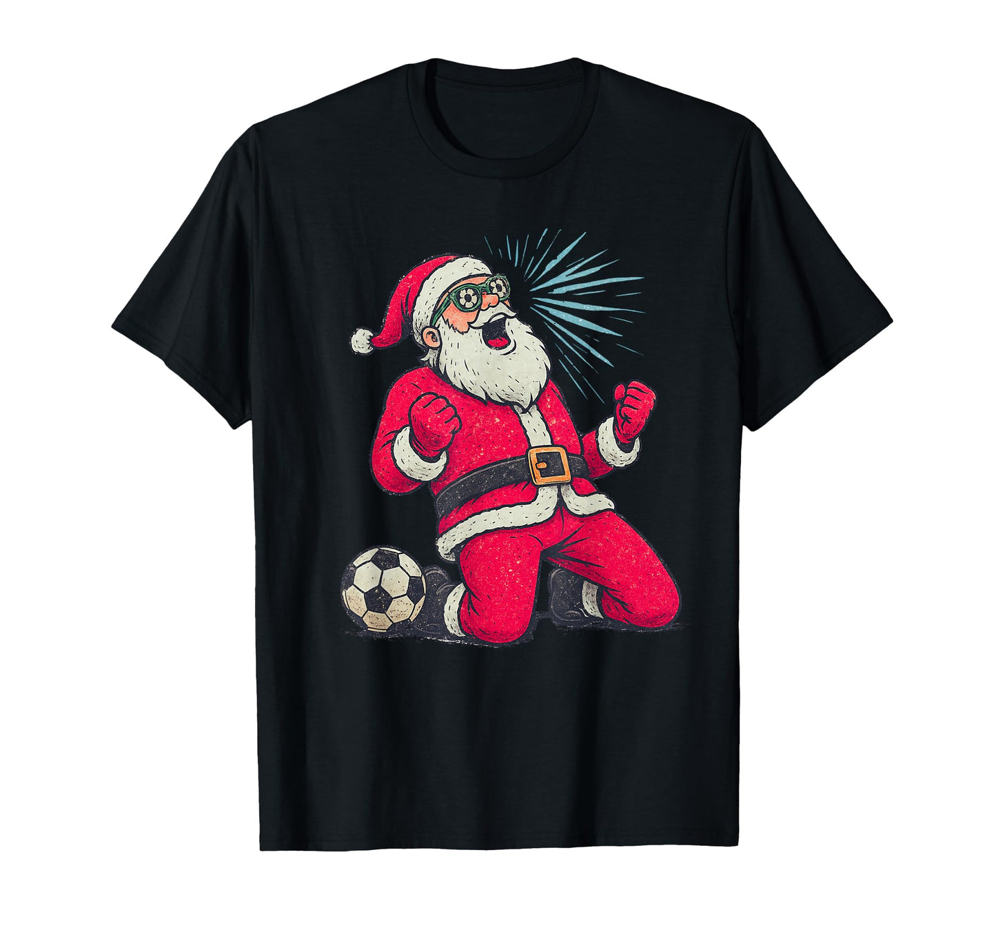 Santa Playing Soccer Christmas Vintage Funny Xmas Holiday T-Shirt