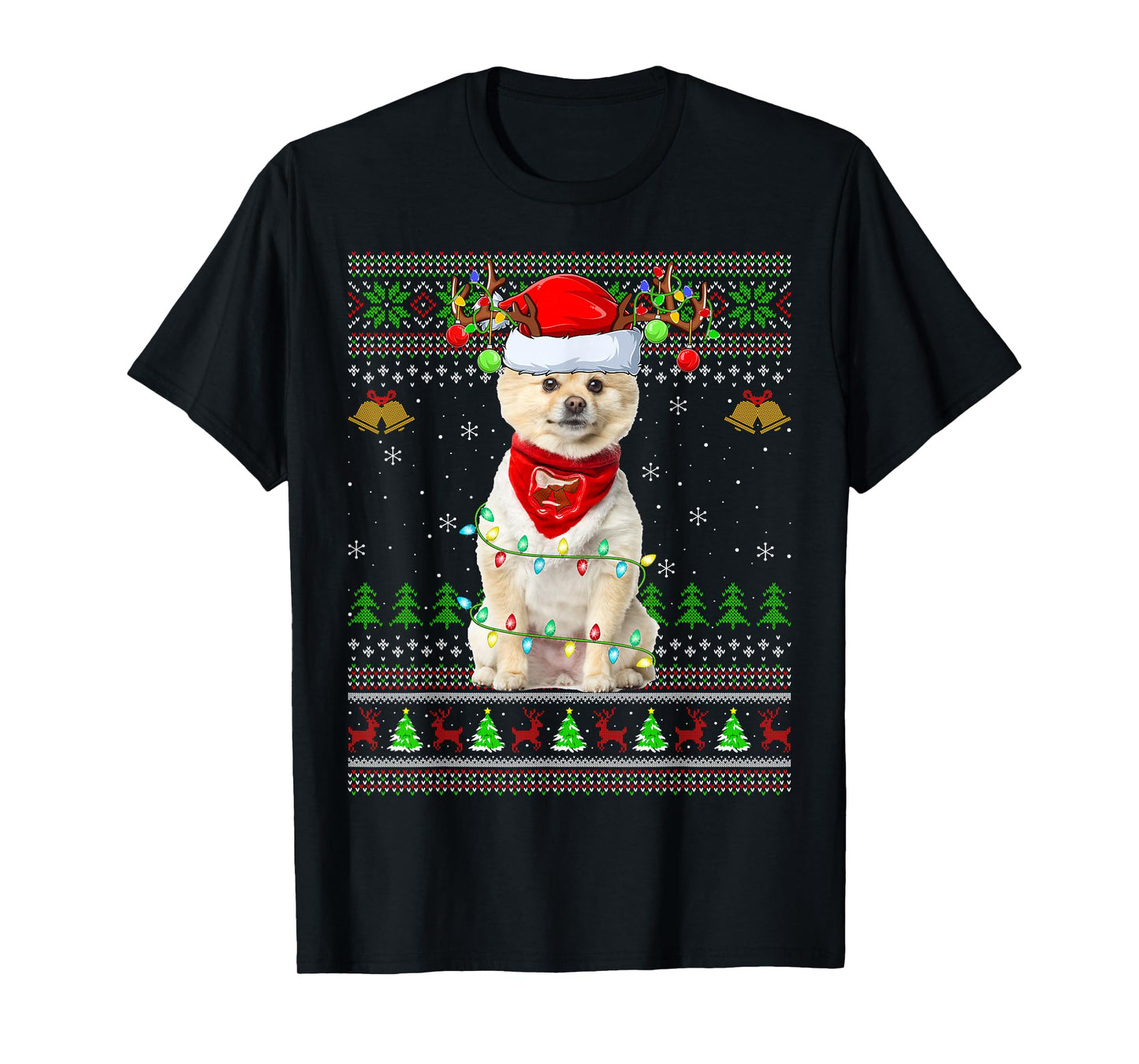 Pomeranian Dog Ugly Christmas Sweaters Holiday Santa Xmas T-Shirt