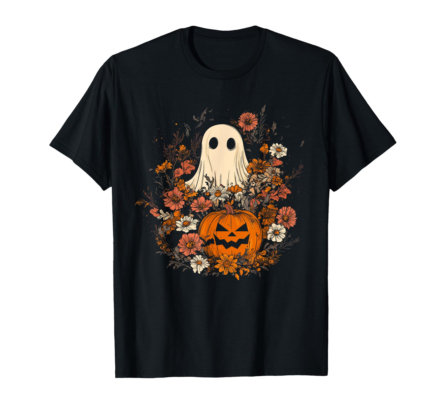 Vintage Floral Ghost Halloween Ghost in the Forest Gothic T-Shirt