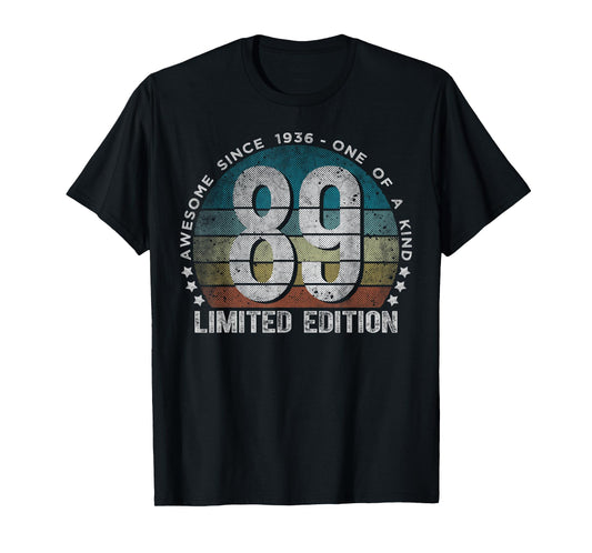 89 Year Old Gifts Vintage 1936 Limited Edition 89th Birthday T-Shirt