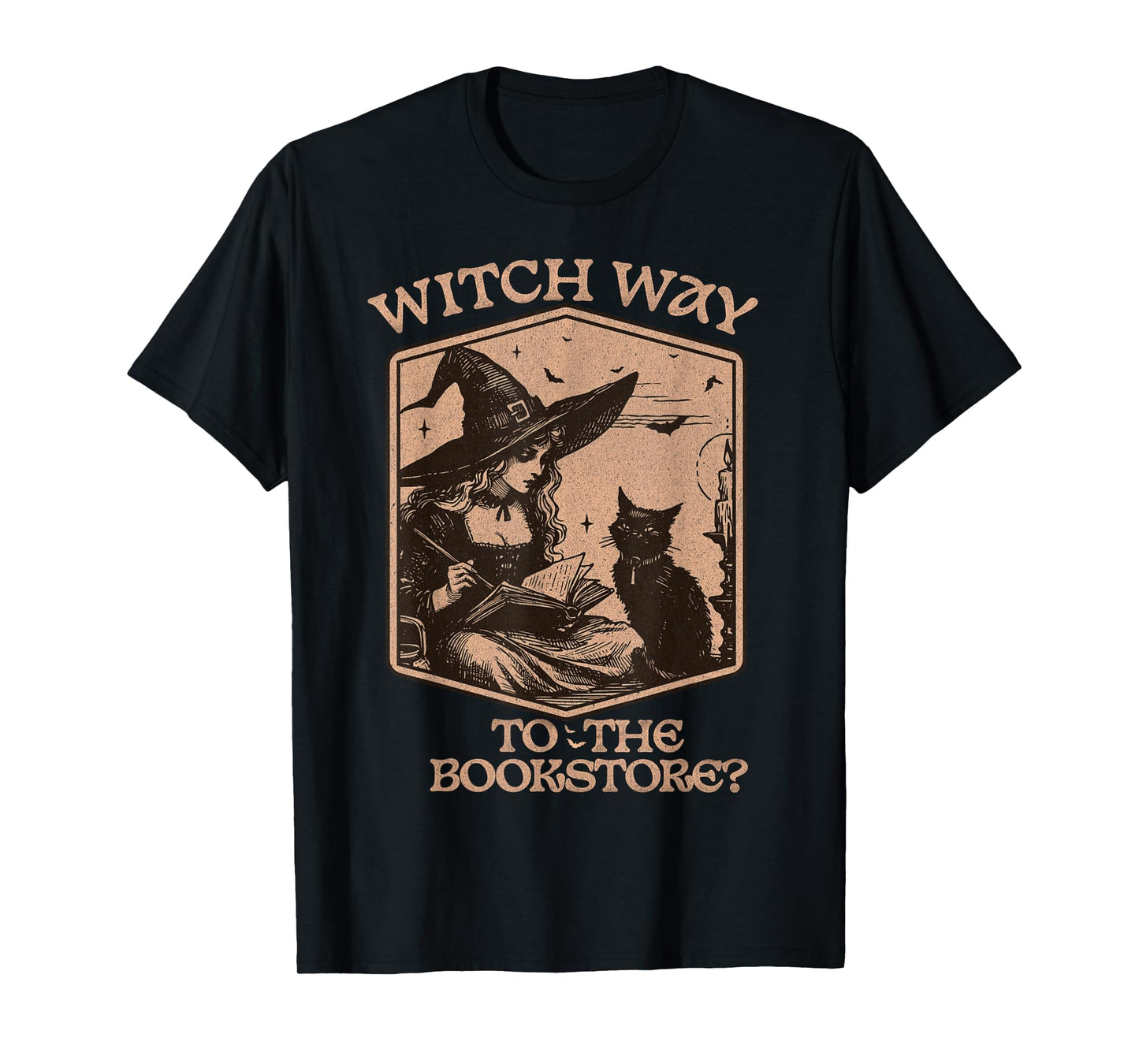 Halloween Book Lover Witch Way to The Bookstore Tee T-Shirt