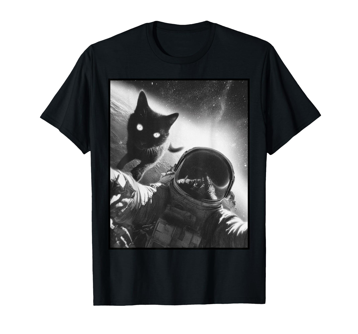 Funny Graphic Cat Astronaut Selfie Funny T-Shirt