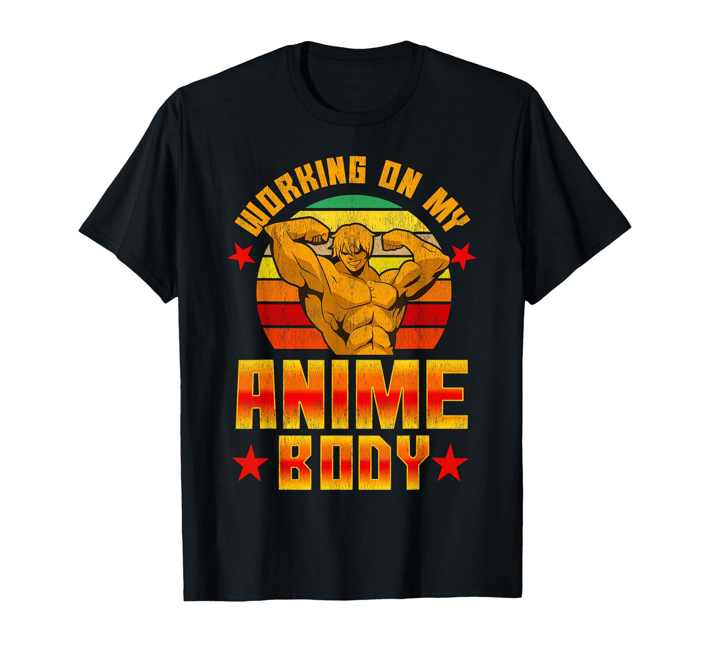 Working On My Anime Body Vintage Retro Bodybuilder T-Shirt
