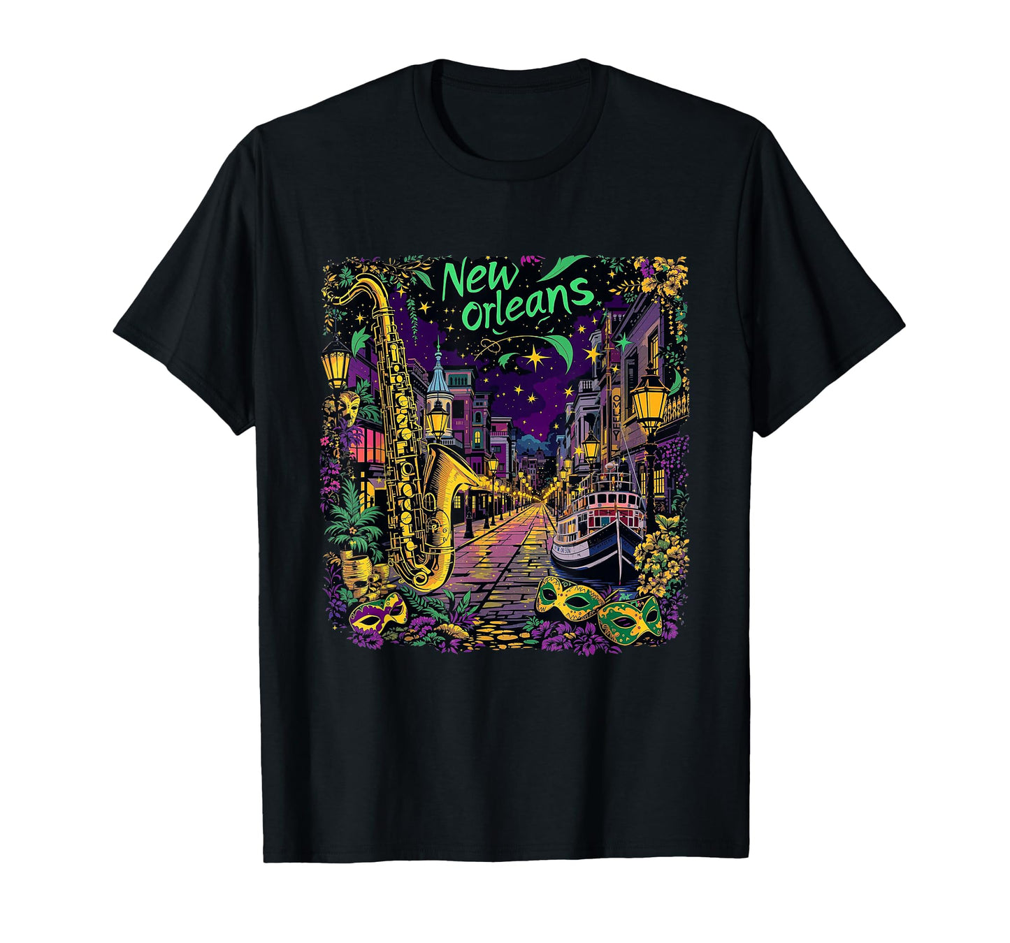 Vintage New Orleans Louisiana Sunset Skyline Cityscape Retro T-Shirt