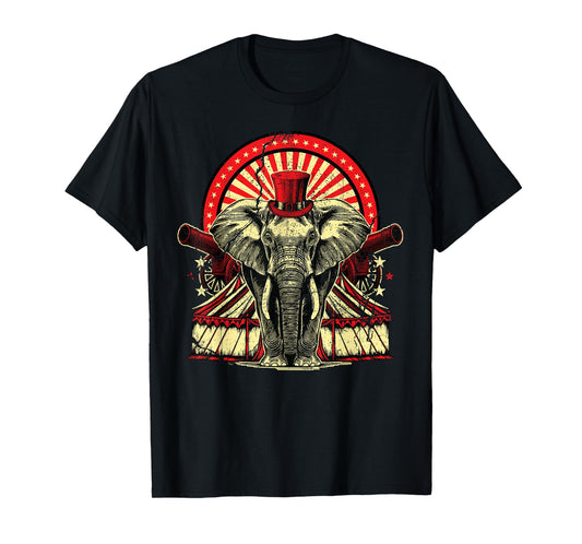 Vintage Circus Elephant Carnival Staff Themed Birthday Retro T-Shirt
