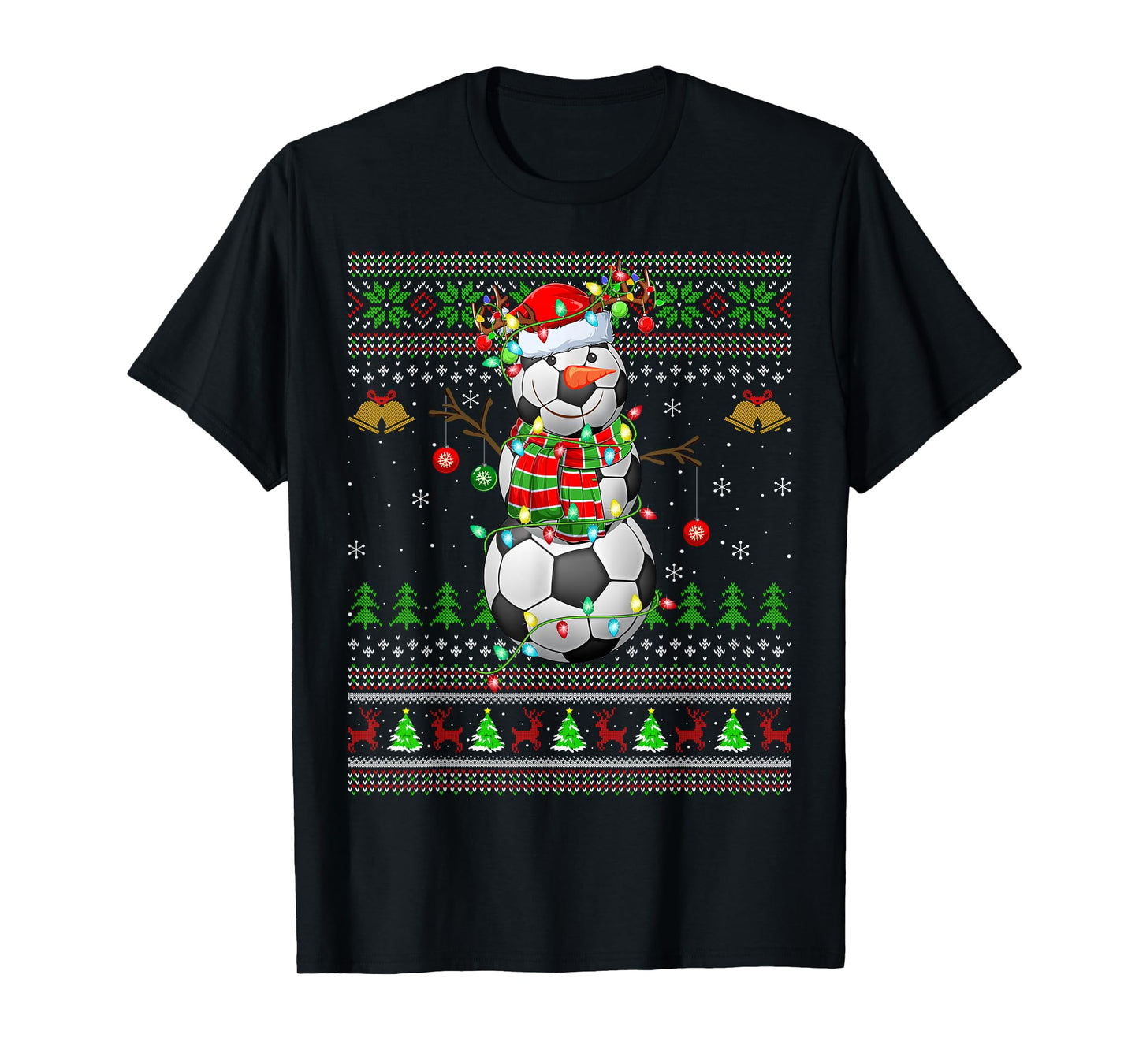 Soccer Snowman Ugly Christmas Sweaters Sports Player Xmas T-Shirt