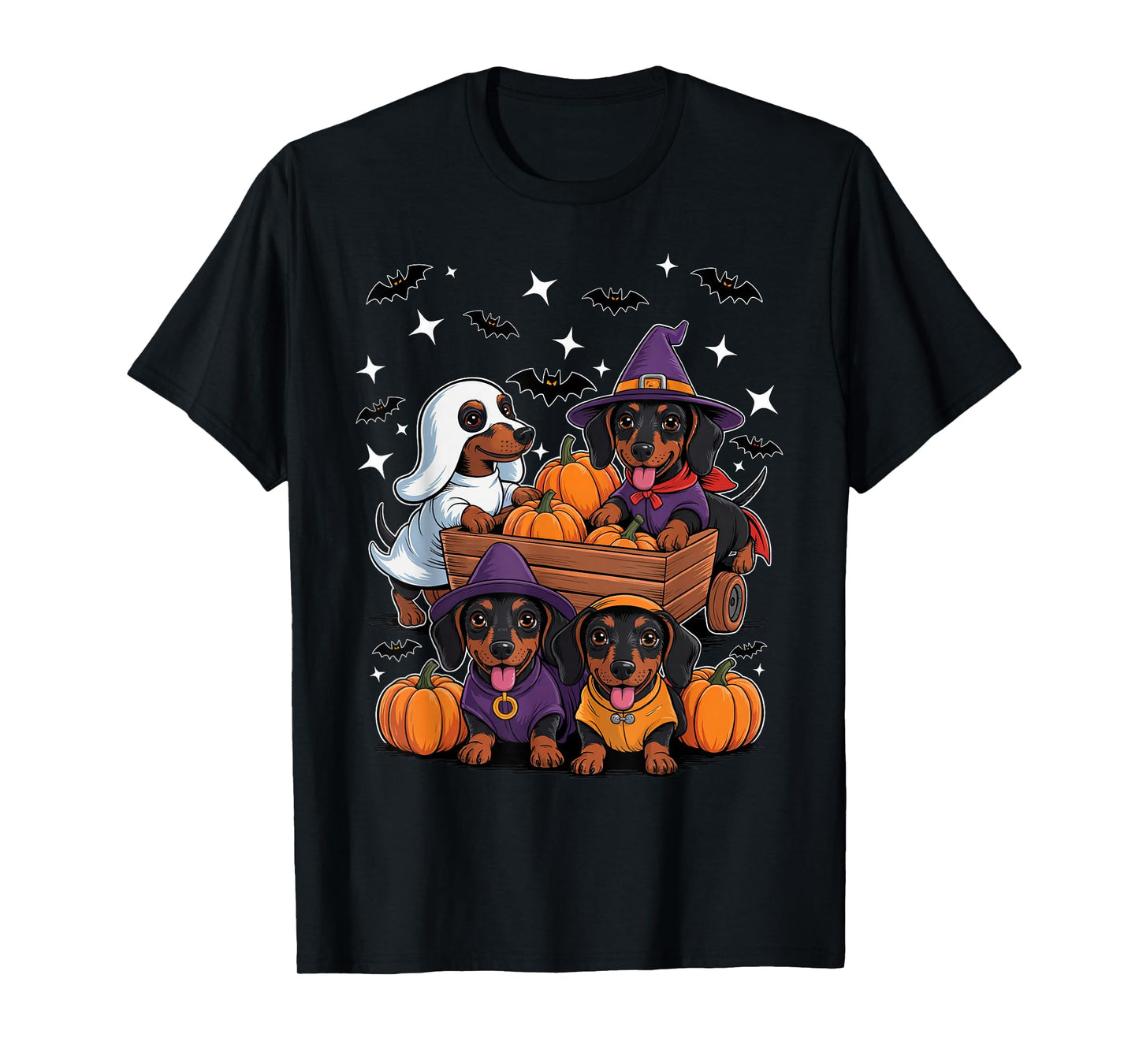 Weiner Dog Witch Happy Halloweenie Cute Halloween Dachshund T-Shirt