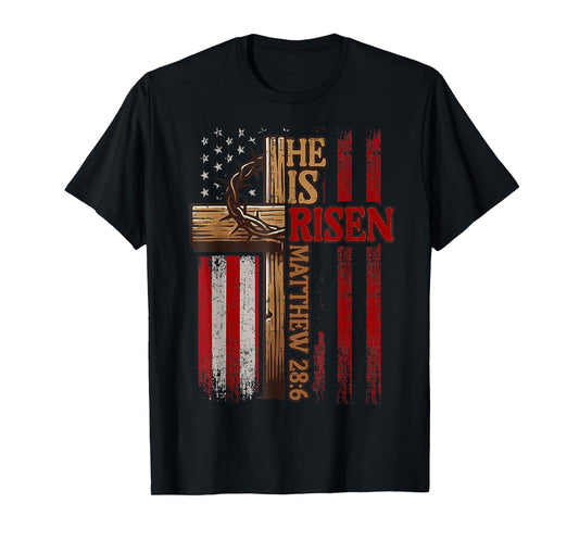 Easter Cross He Is Risen Jesus Christian Men Women Kid Youth T-Shirt