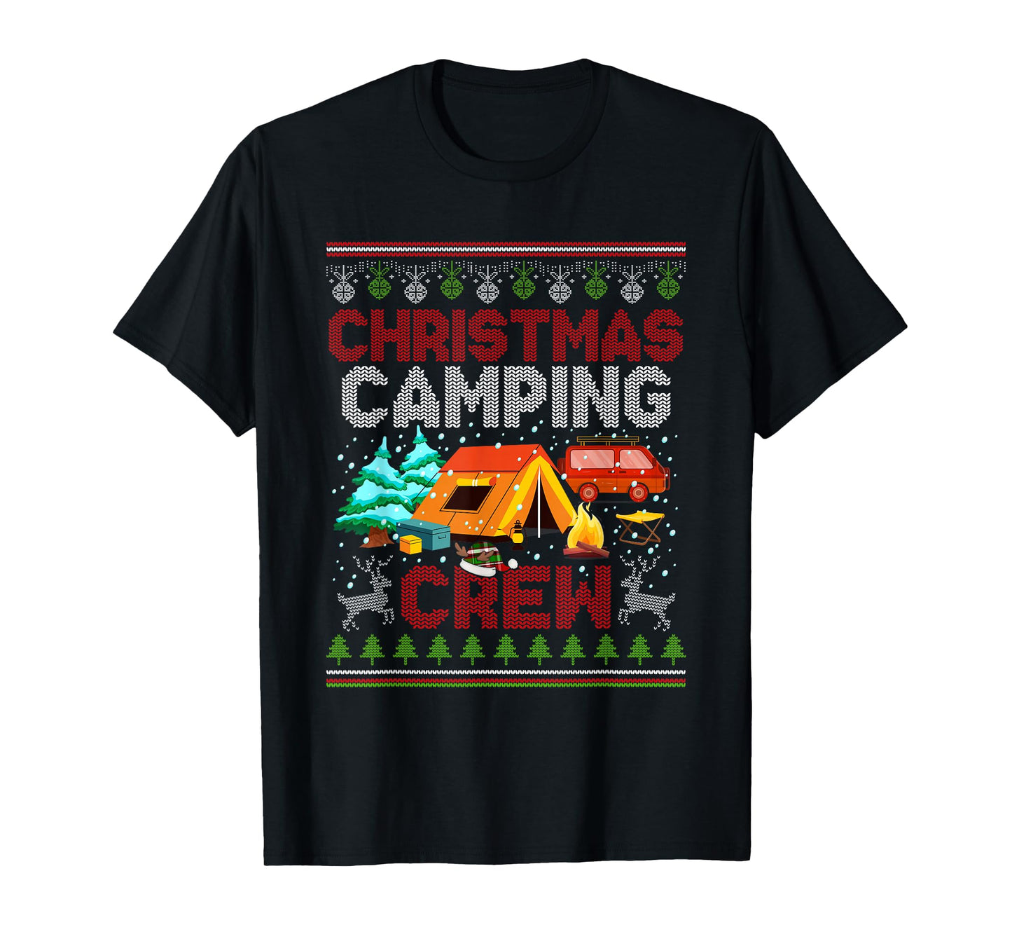 Christmas Camping Crew Buffalo Plaid Santa Hat Xmas Camper T-Shirt