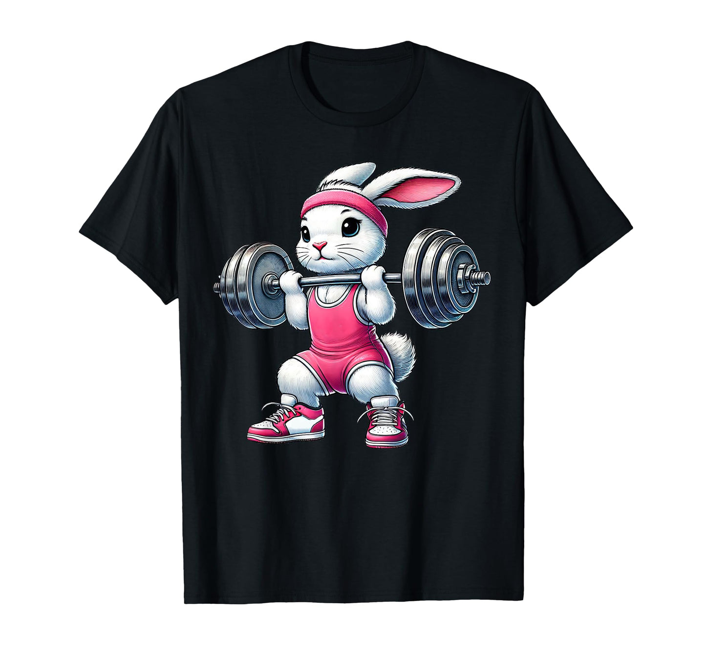 Easter Bunny Lifting Weight Gym Fitness Workout Training T-Shirt