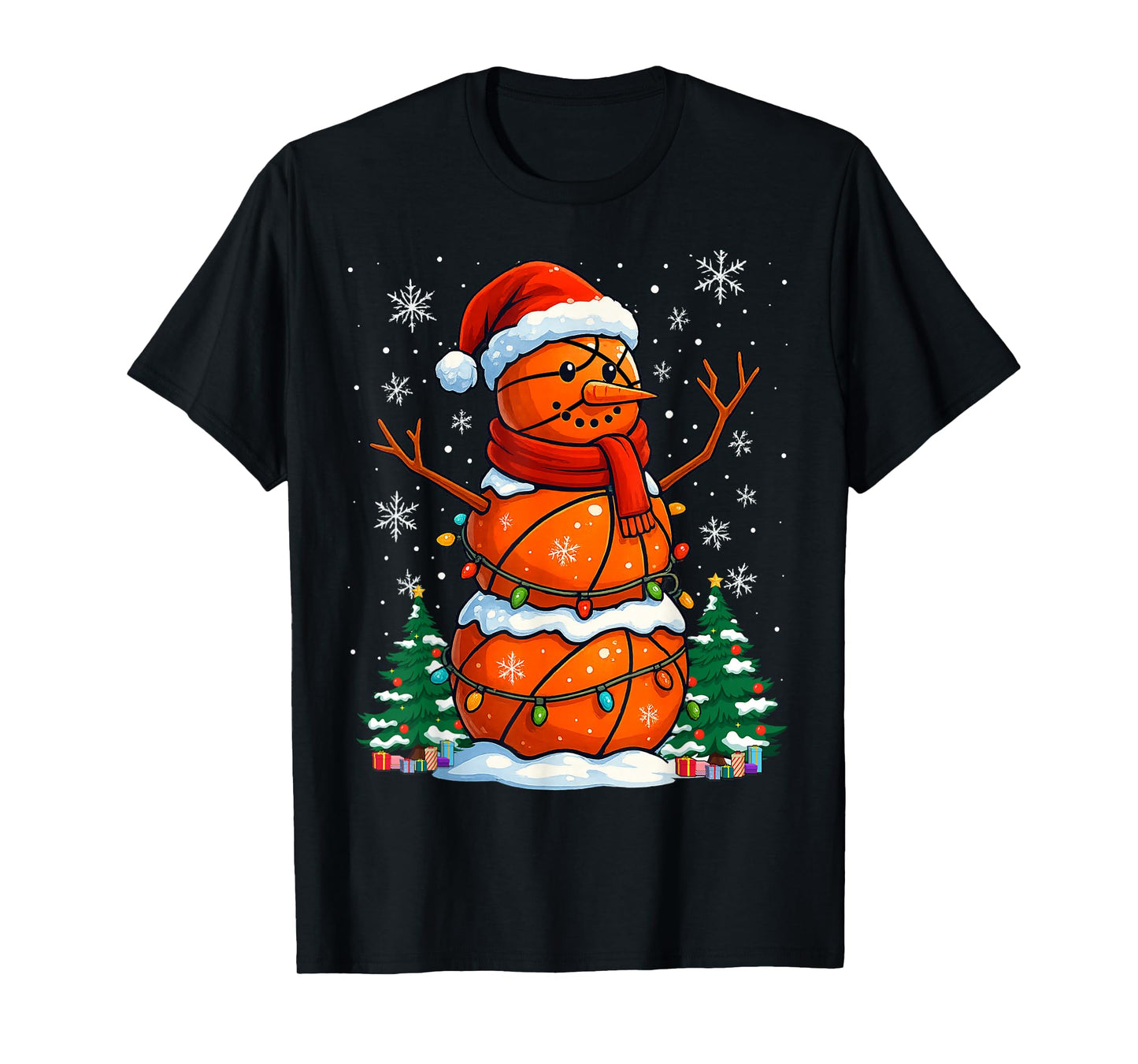 Christmas Basketball Snowman Holiday Sports Xmas Pajamas T-Shirt