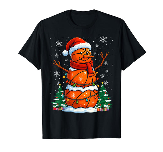 Christmas Basketball Snowman Holiday Sports Xmas Pajamas T-Shirt