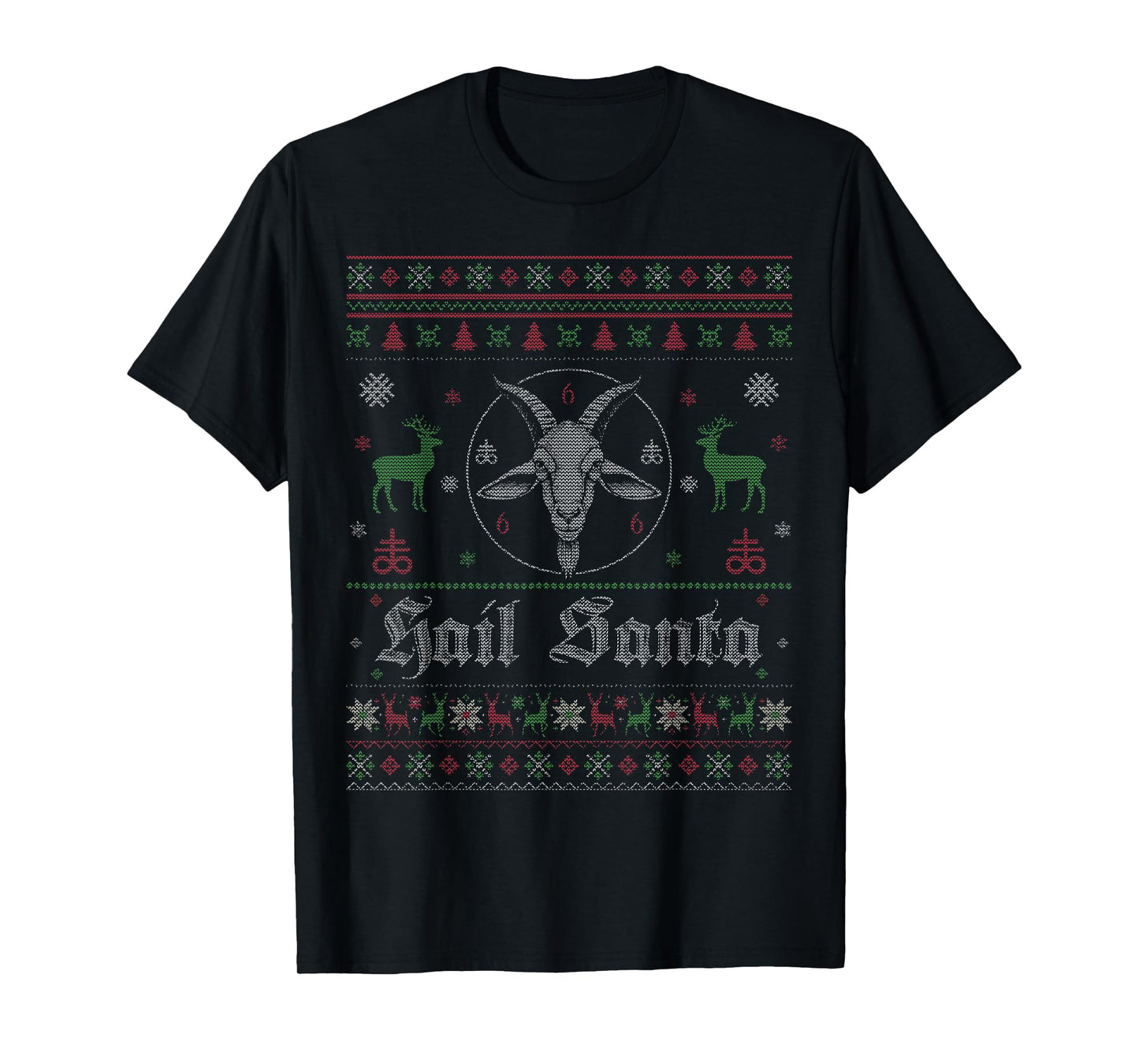 Hail Santa Metal Pagan Solstice Gothic Ugly Christmas Goat T-Shirt