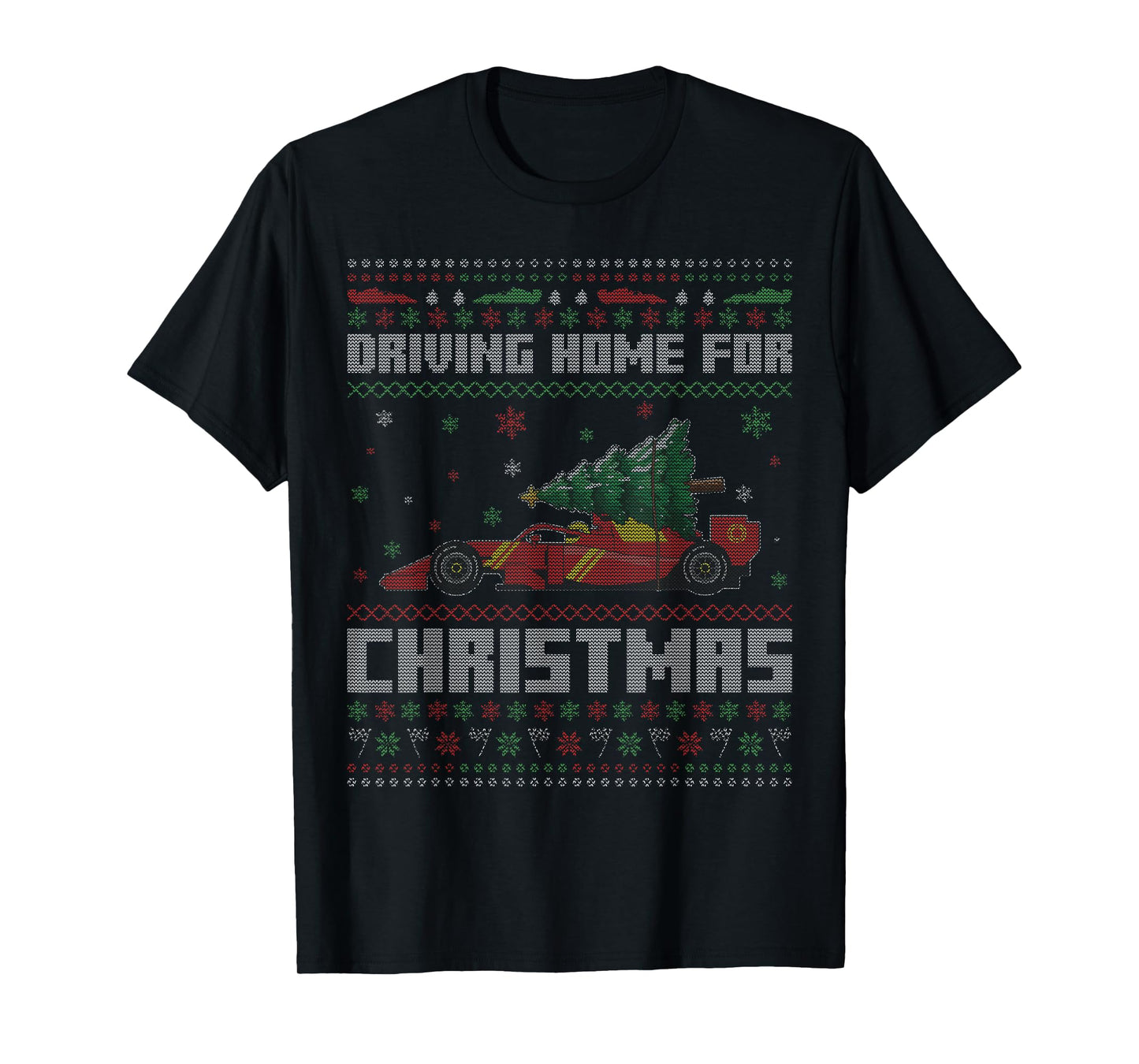 Driving Home for Christmas Racing Funny Ugly Christmas T-Shirt