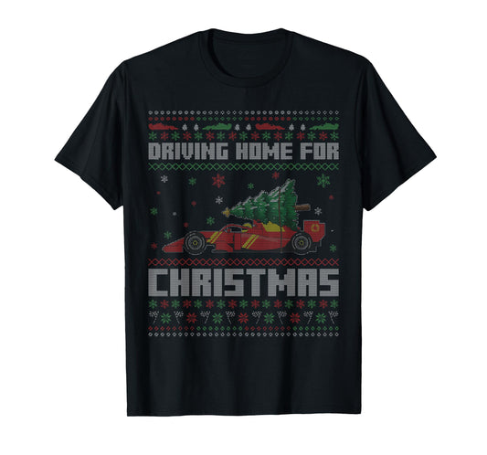 Driving Home for Christmas Racing Funny Ugly Christmas T-Shirt