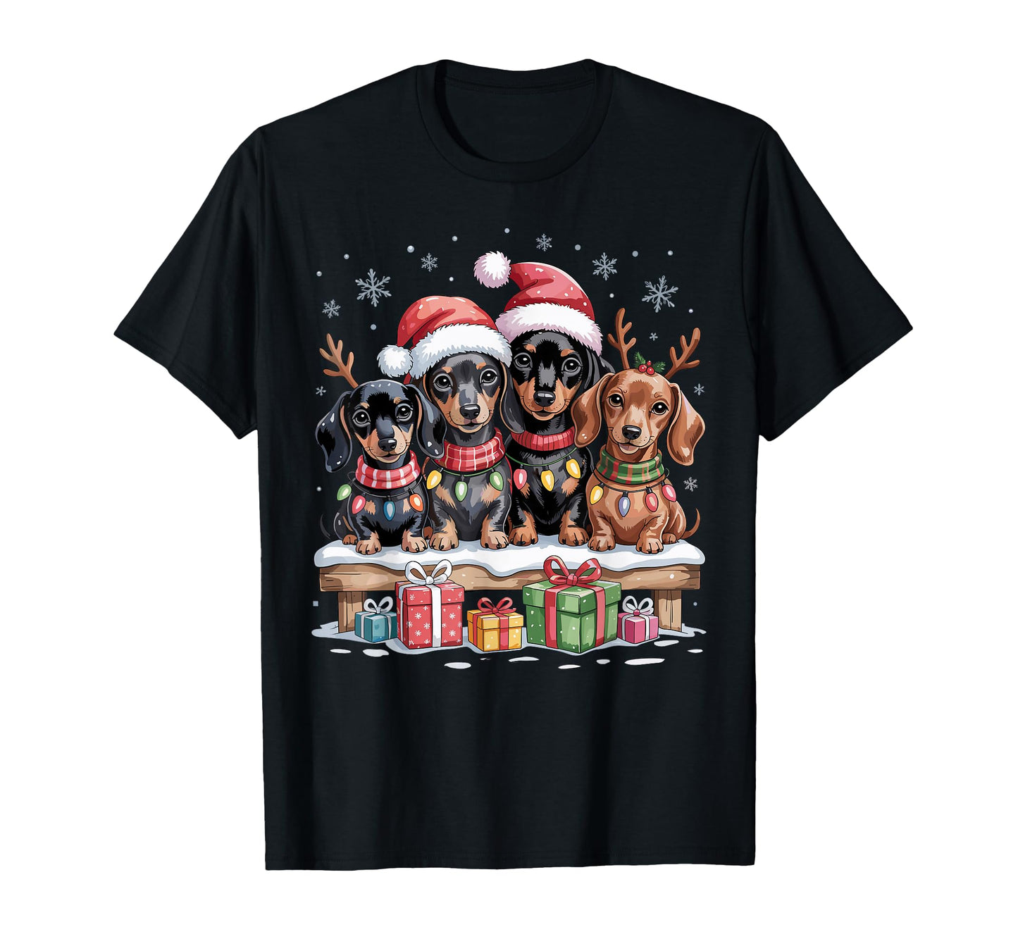 Cute Dachshund Christmas Puppies Dog Lovers Holiday Pajama T-Shirt