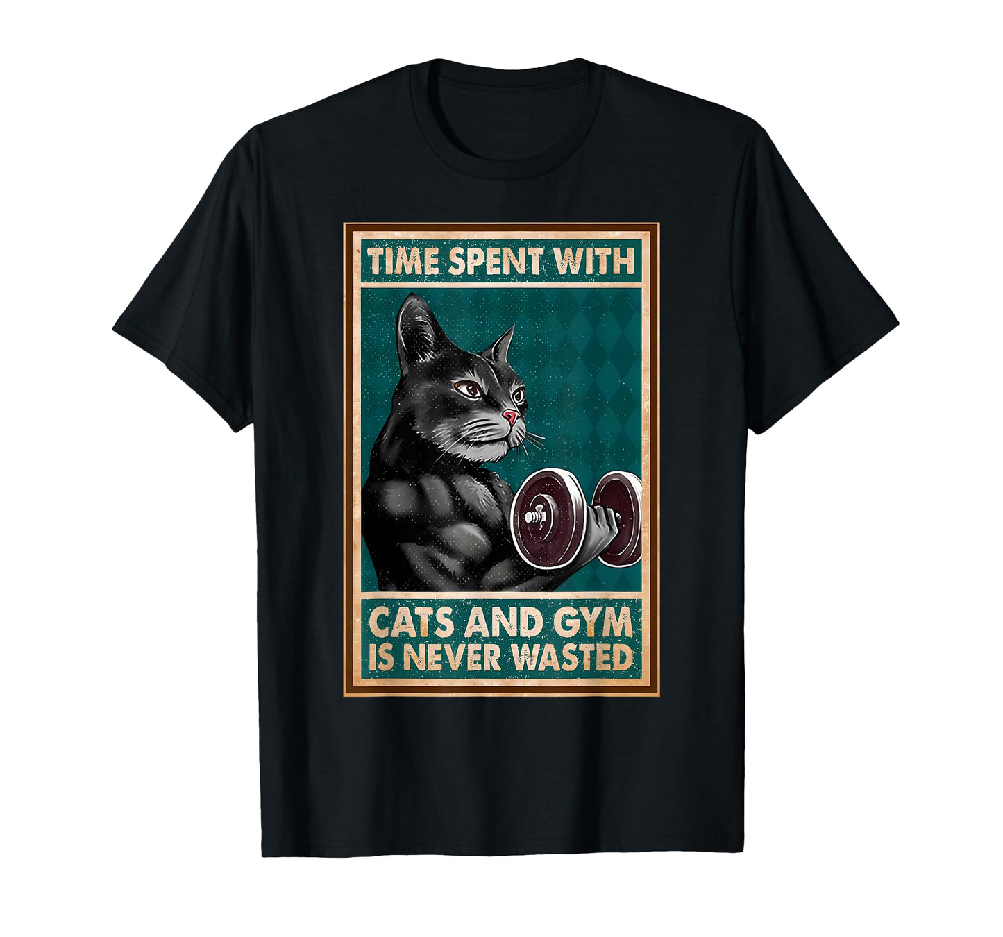 Time Spent With Cats And Gym Is Never Workout Bodybuilding T-Shirt