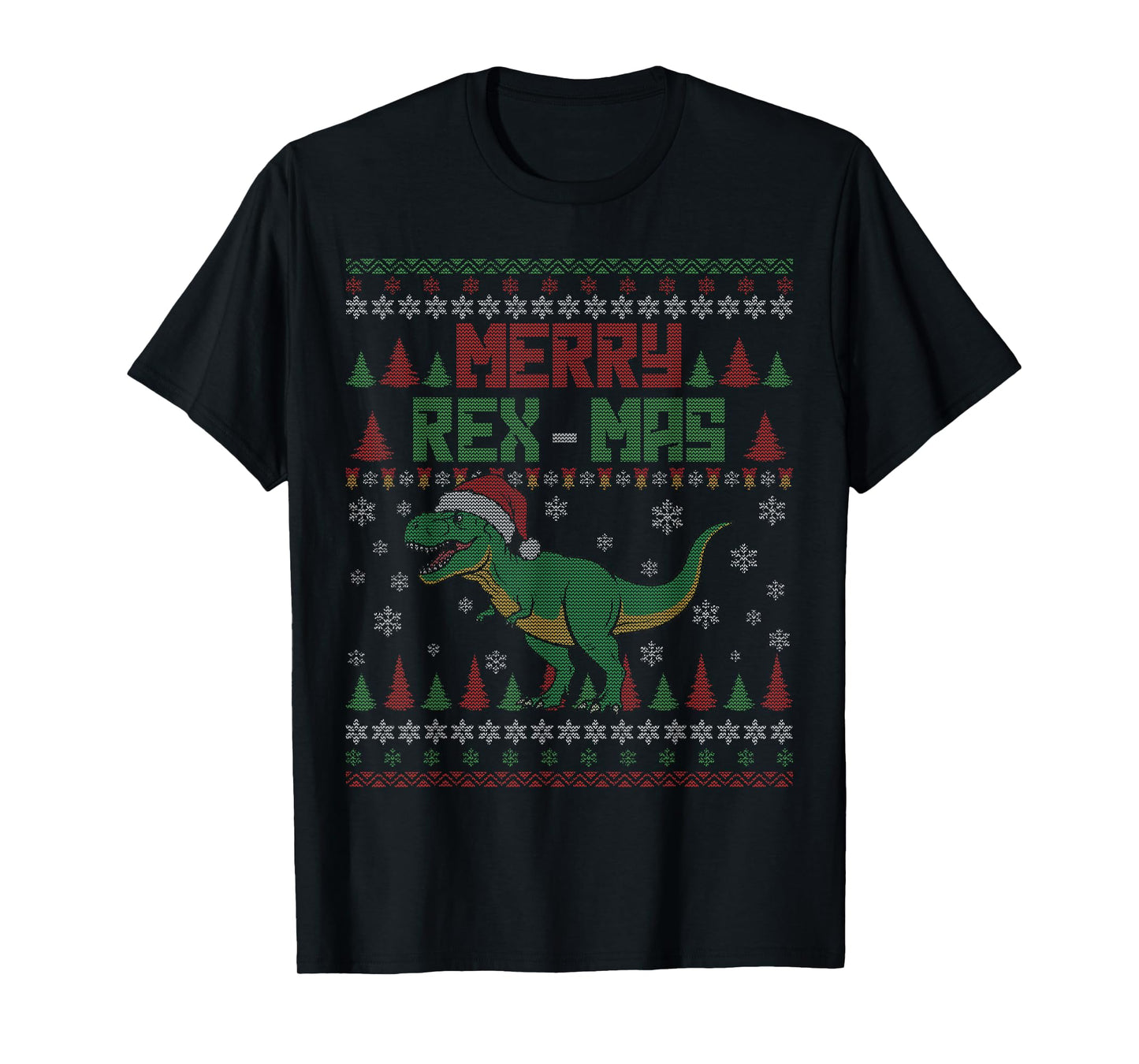 Merry Rex Mas Dinosaur Happy Christmas Funny Ugly Christmas T-Shirt