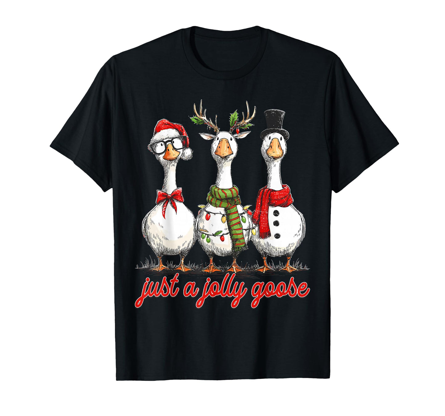 Vintage Christmas Silly Goose Santa Reindeer Men Women Kids T-Shirt