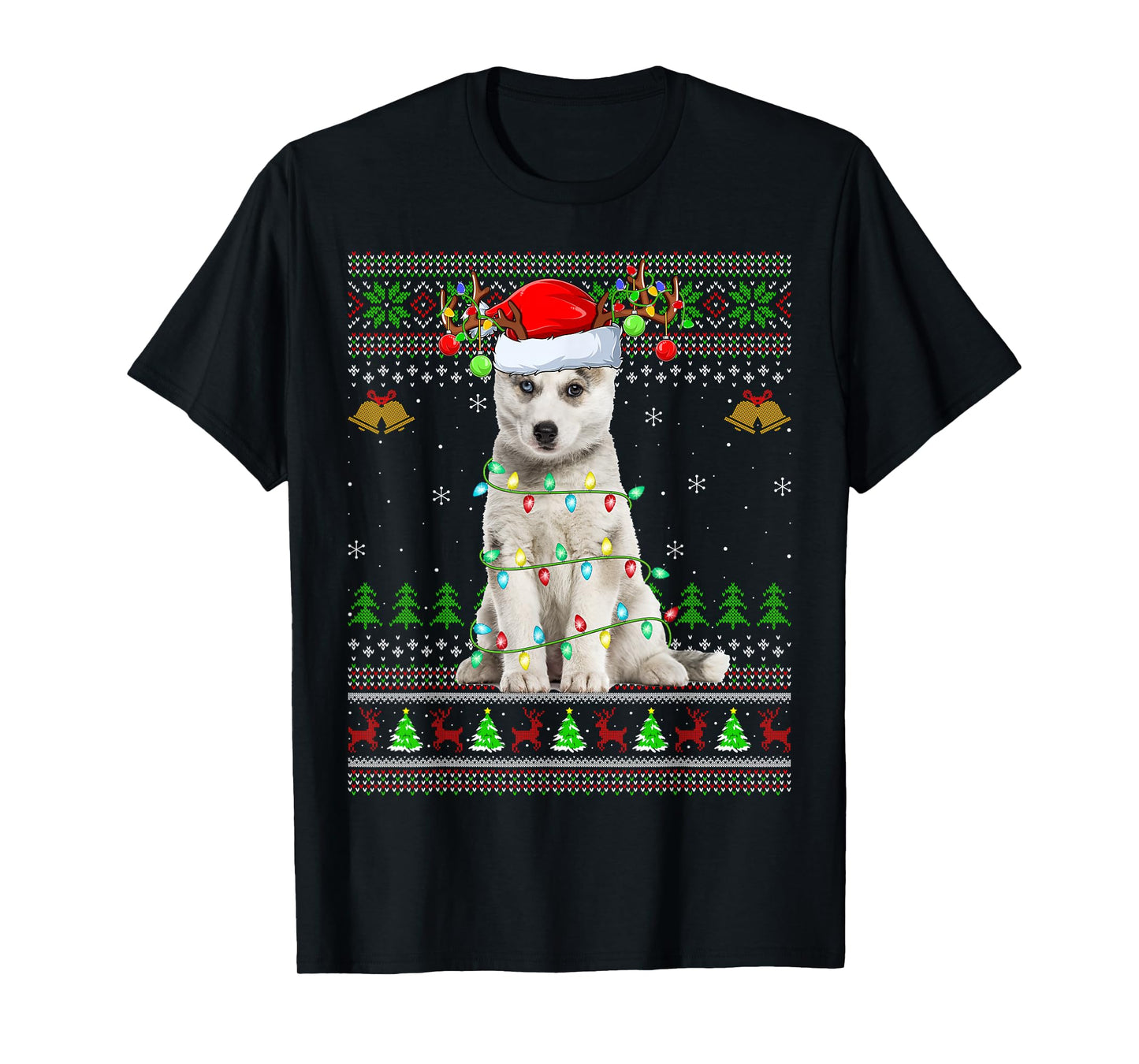 Siberian Husky Dog Ugly Christmas Sweater Holiday Santa Xmas T-Shirt