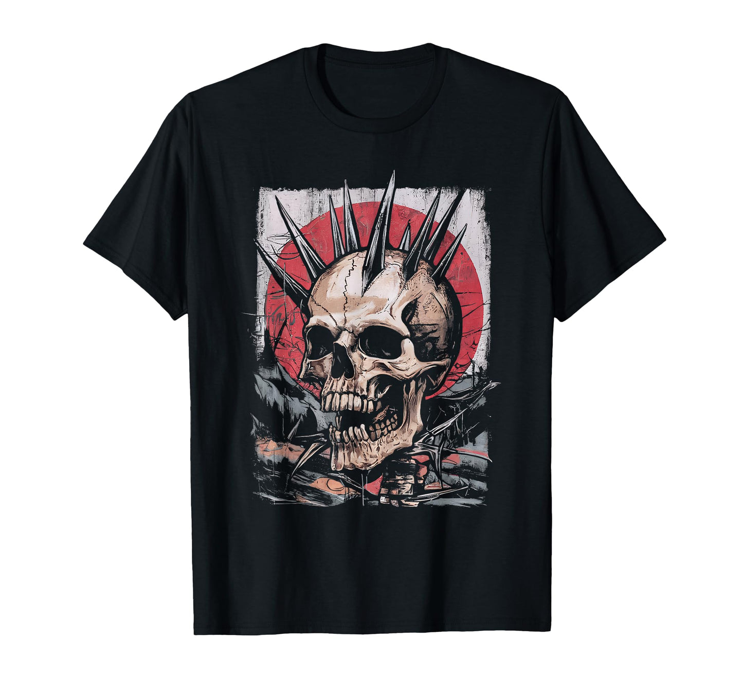 Biker Rocker Skull Punk Horror Skull Vintage Graffiti T-Shirt