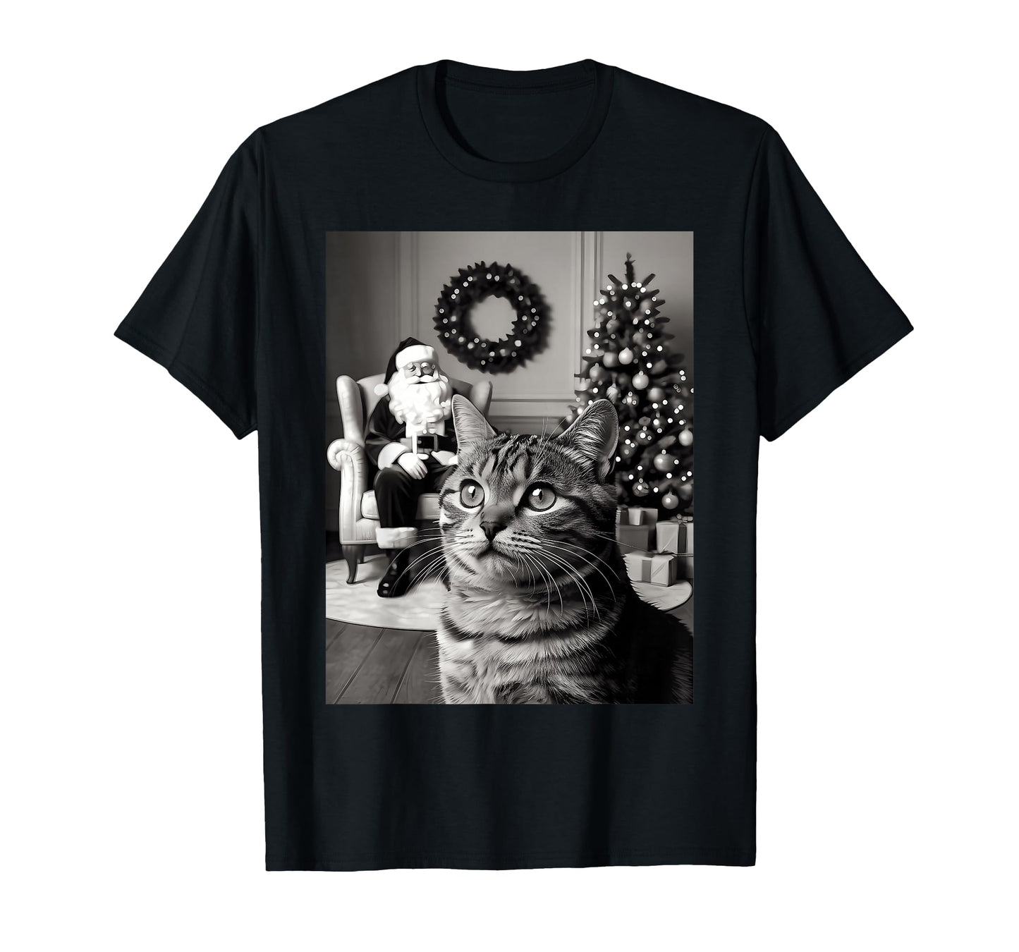 Christmas Santa Claus Merry X-Mas Funny Cat Selfie Cat Lover T-Shirt