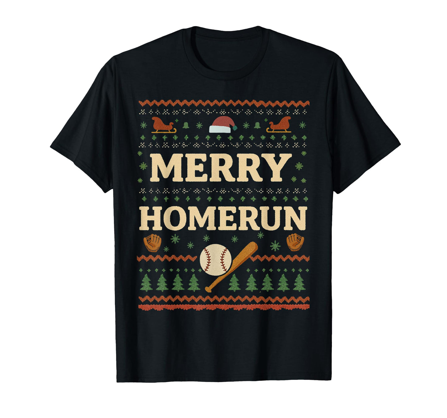 Merry Homerun Baseball Xmas Holiday Funny Christmas T-Shirt