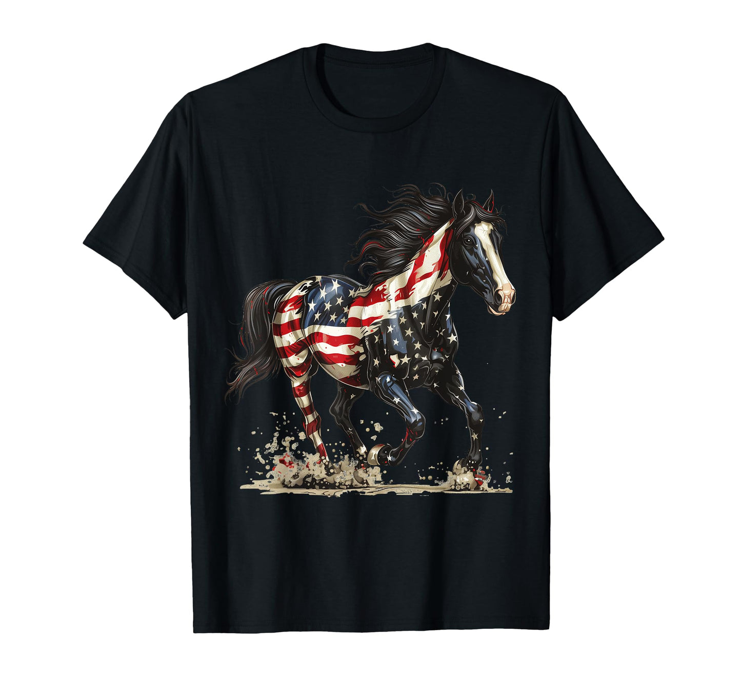 Patriotic Horse USA Flag Vintage Horse 4th Of July Women Men T-Shirt