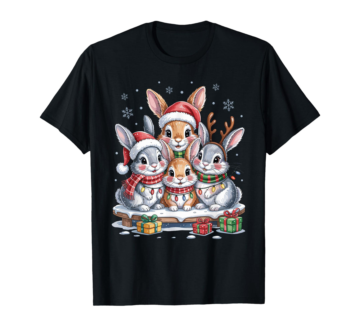 Rabbit Christmas Cute Pet Lovers Funny Holiday Pajamas T-Shirt