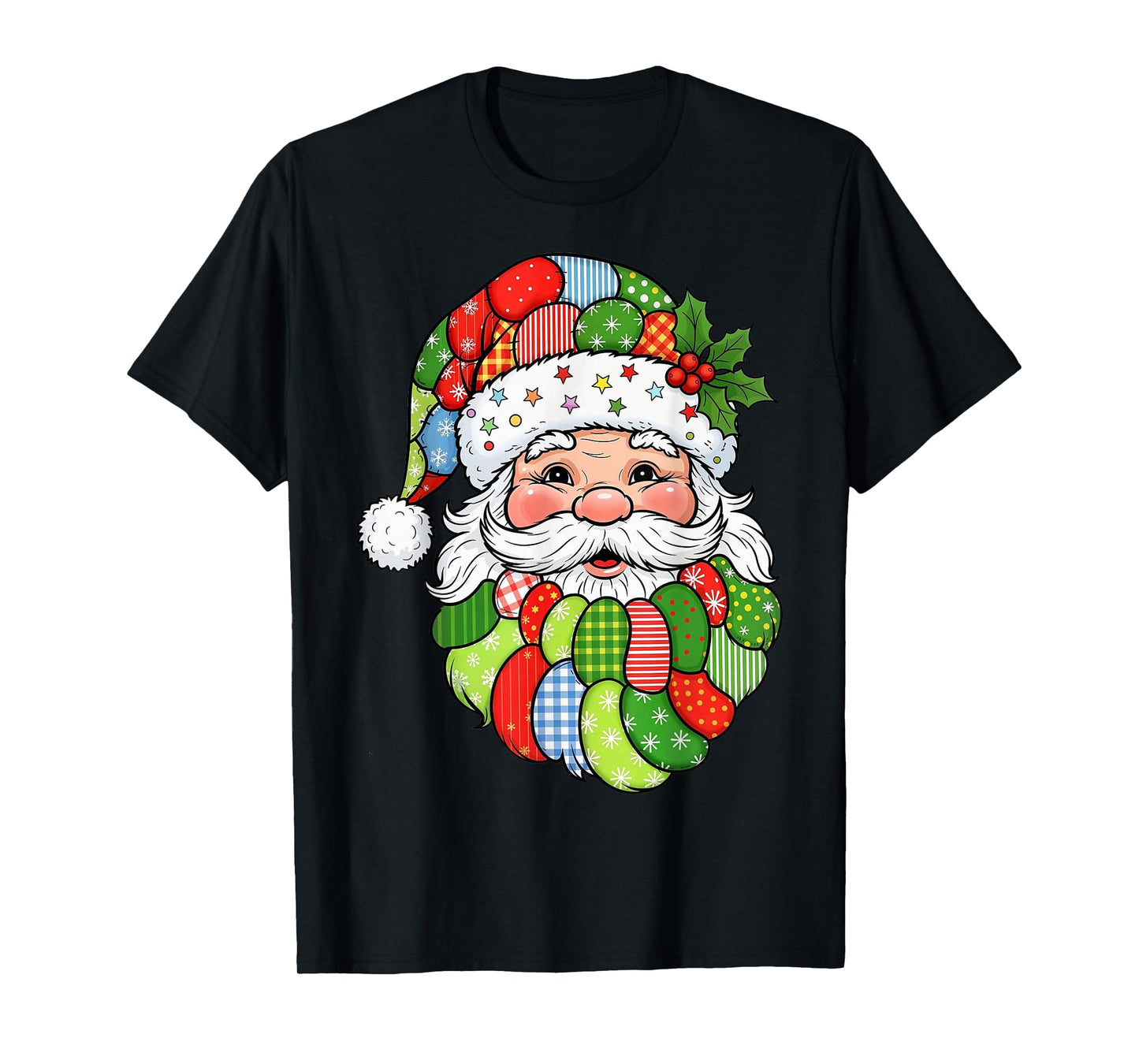 Patchwork Santa Claus Retro Christmas Funny Men Woman Kid T-Shirt