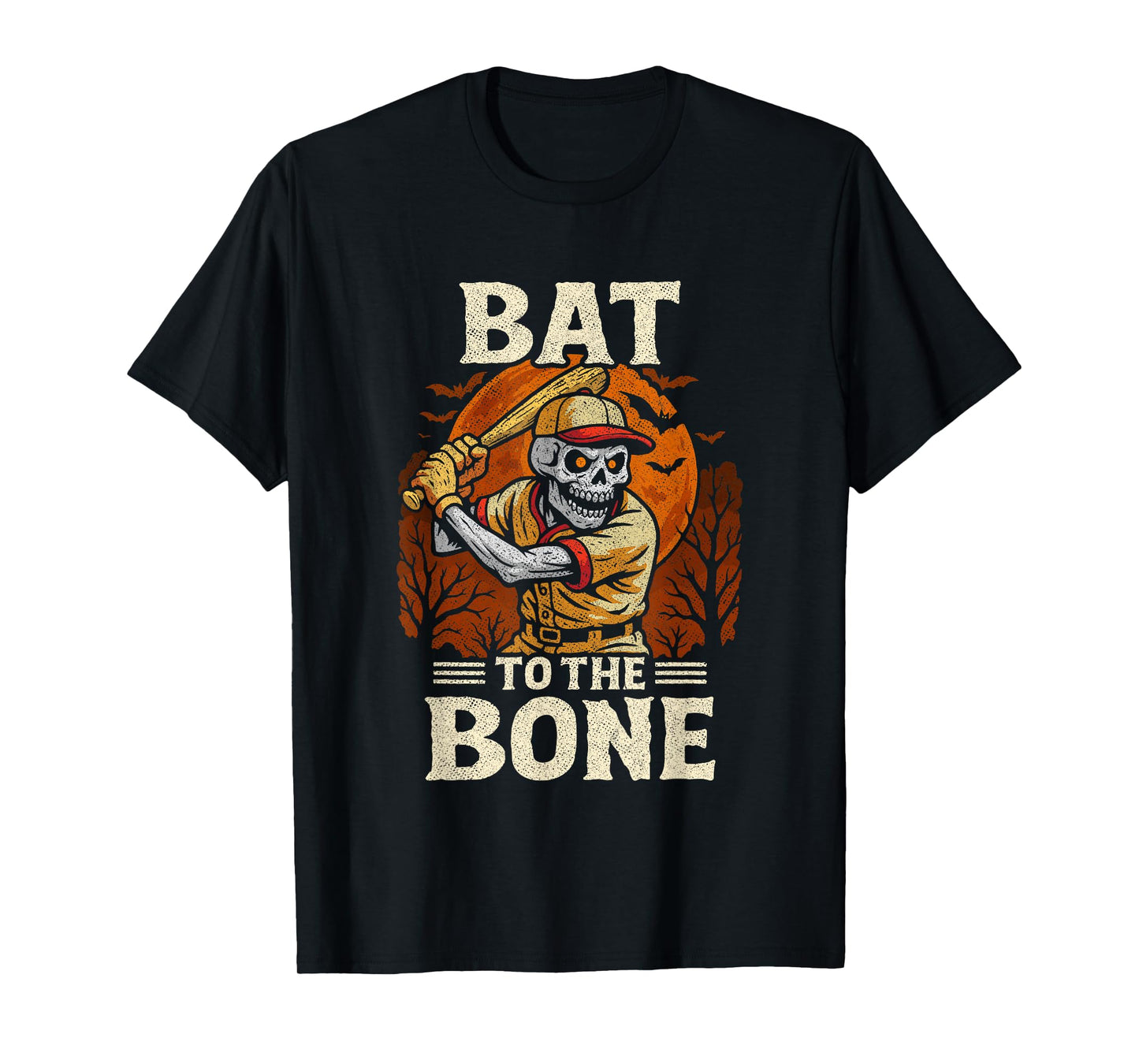 Halloween Bat Baseball Costume - Baseball Skeleton Halloween T-Shirt