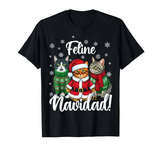 Feline Navidad Funny Cat Merry Christmas Ugly Christmas T-Shirt