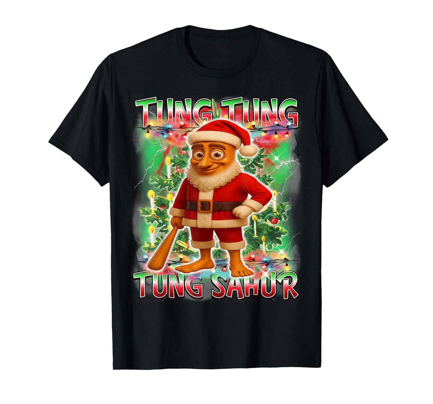 Tung Tung Tung Sahur Santa Claus Italian Brainrot Christmas T-Shirt