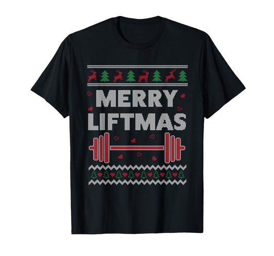 Merry Liftmas Ugly Christmas Gym Workout Funny Fitness T-Shirt