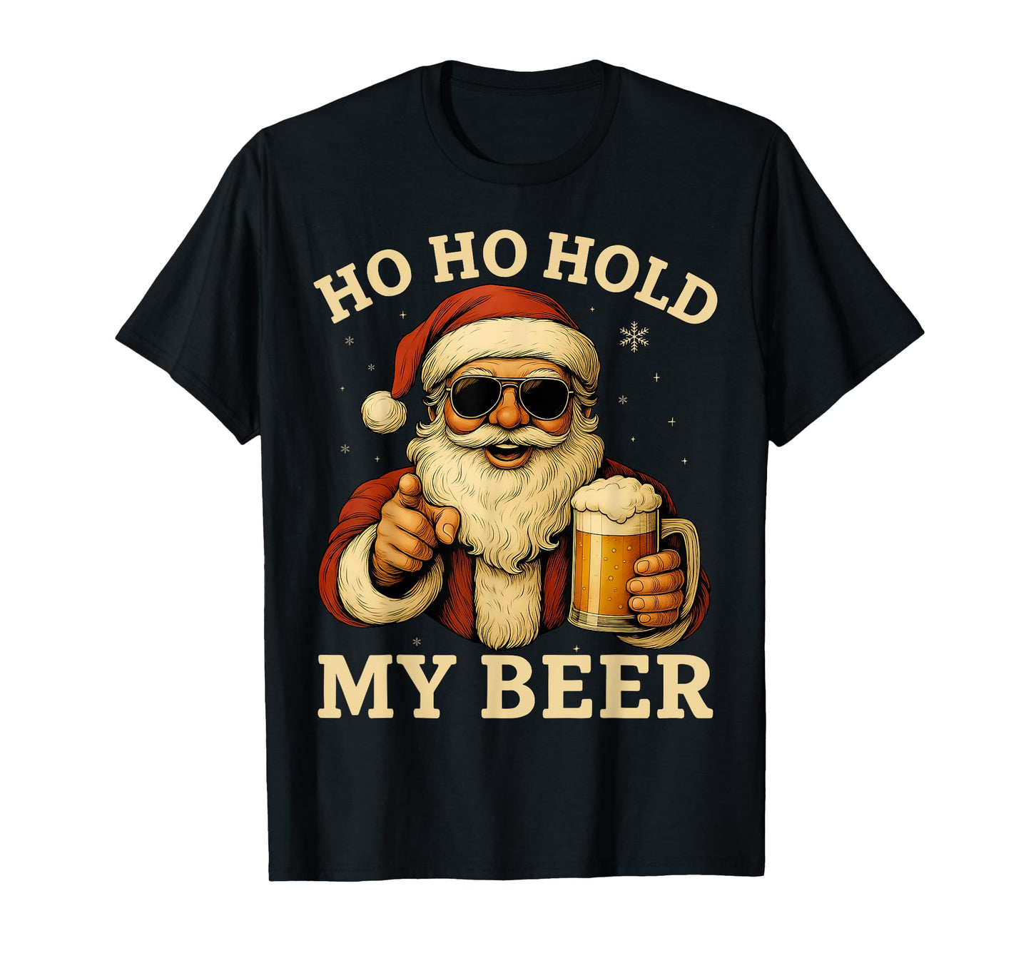 HUGvyn Christmas: Vintage Santa Sunglasses Drinking Beer Men T-Shirt