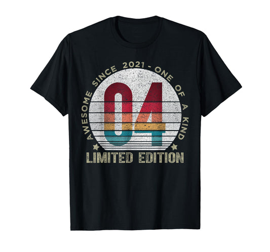 4 Year Old Gifts Vintage 2021 Limited Edition 4th Birthday T-Shirt