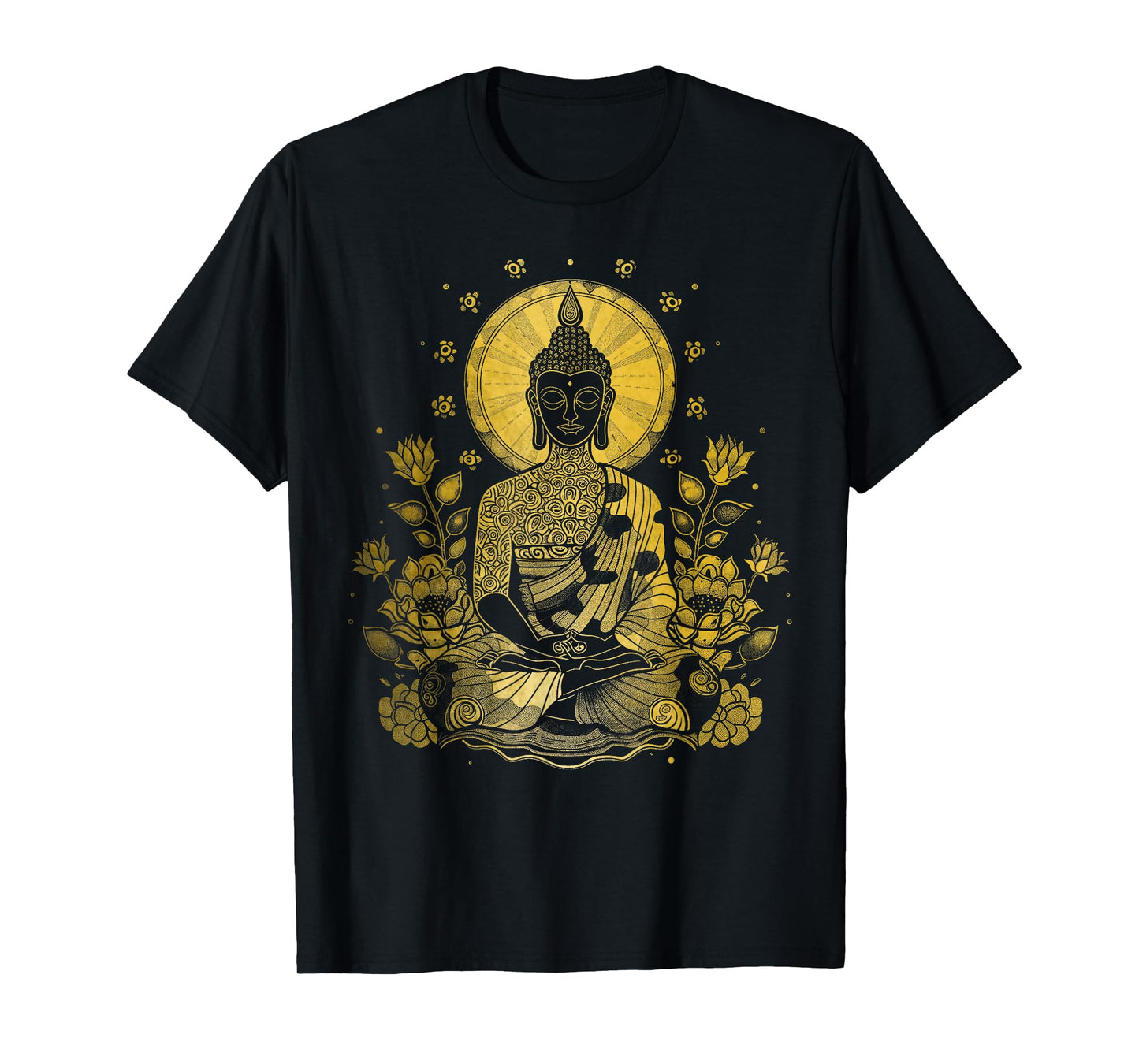 Buddha Floral Vintage Flower Yoga Buddhism Yogi Buddhist T-Shirt