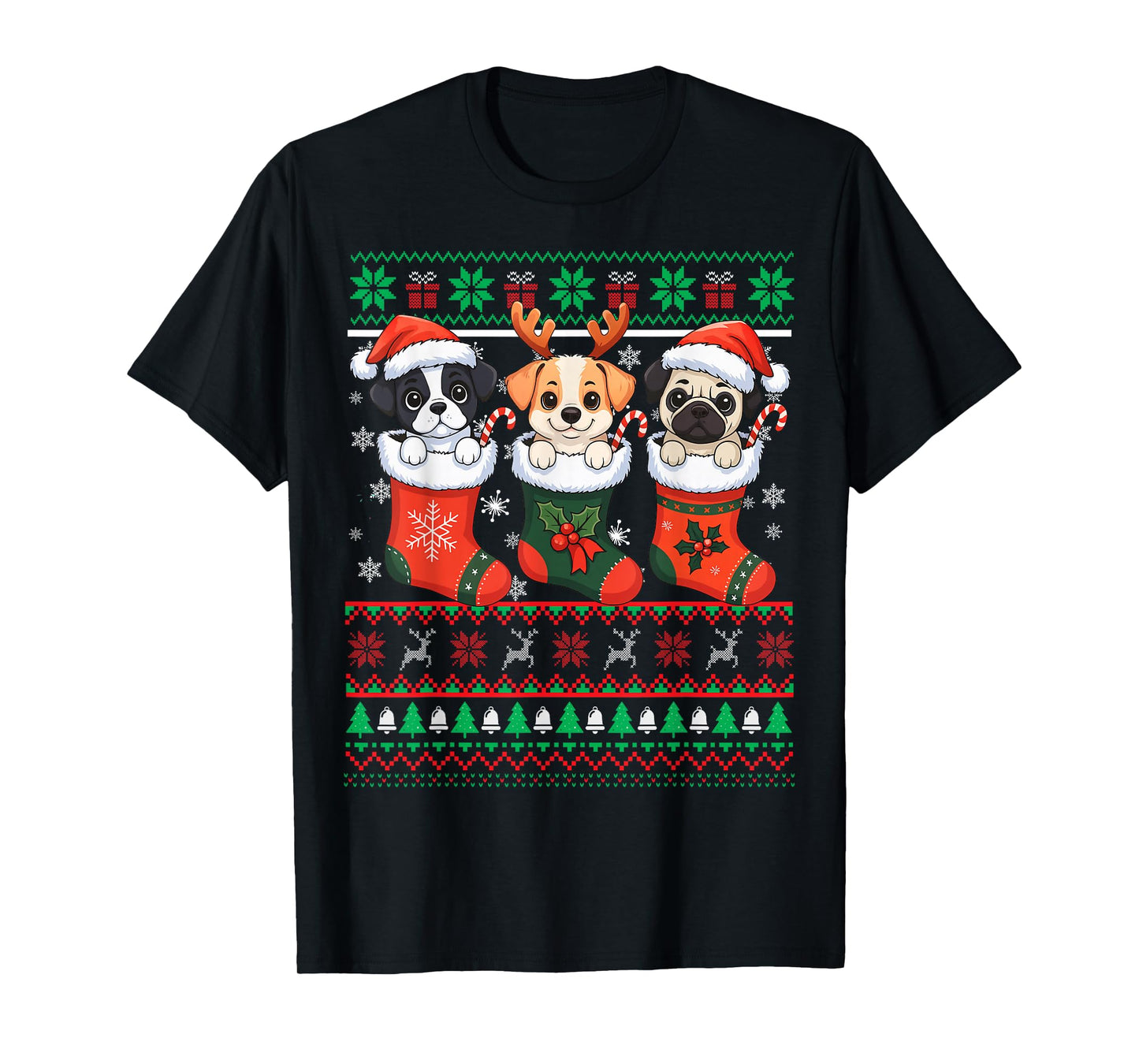 Cute Dog Christmas Santa Funny Christmas Xmas Dog Men Women T-Shirt
