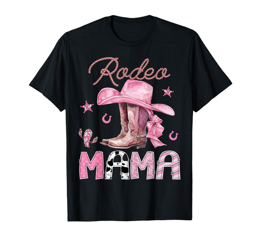 Rodeo Mama Pink Boots Coquette CowGirl Birthday Party T-Shirt