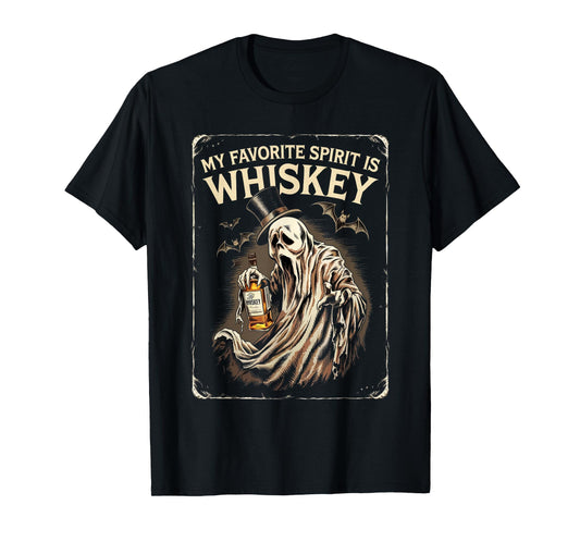My Favorite Spirit Is Whiskey Ghost Halloween Whiskey T-Shirt